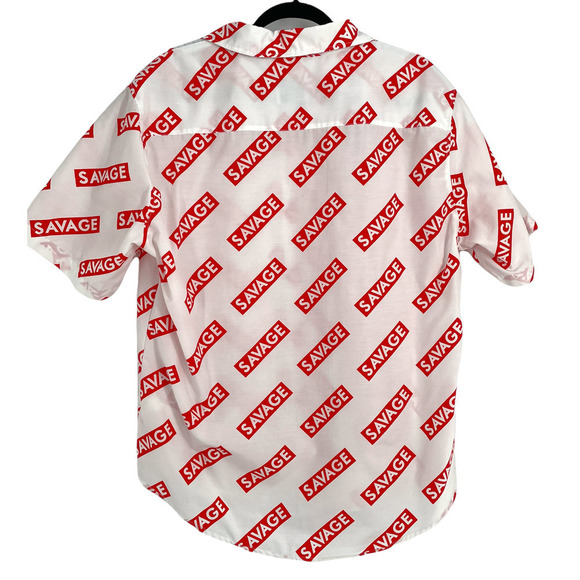 WEEKEND WARRIOR SAVAGE PRINT BUTTON UP SHORT SLEEVE SHIRT - Picture 3 of 5